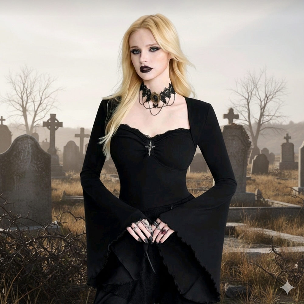 Black Gothic Long Sleeve Top